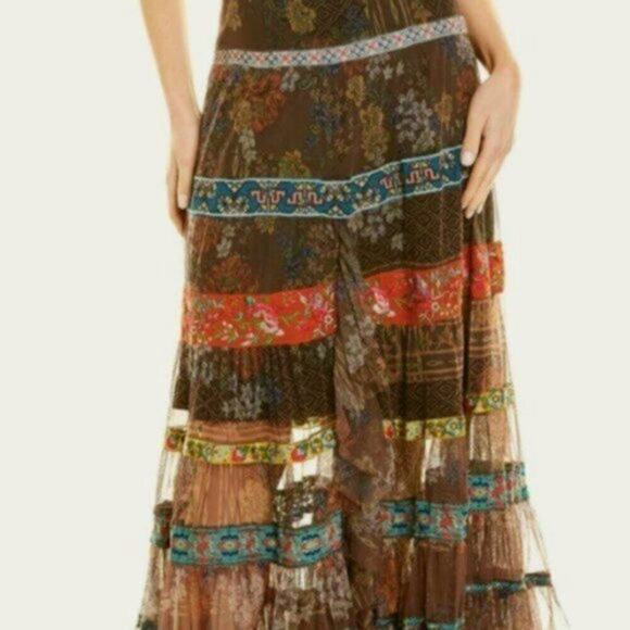 Johnny Was Wilhelmena Tiered Mesh Skirt multi colored XL - Picture 7 of 14